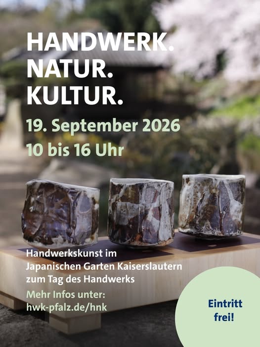 Am Samstag bin ich mit ein paar Gitarren beim Tag des Handwerks im Japanischen Garten in Kaiserslautern vertreten. Außer mir sind noch viele andere (Kunst-) Handwerker mit dabei - ein Besuch lohnt sich also, zumal der Eintritt gratis ist :) Würde mich freuen ein paar von euch dort zu treffen!