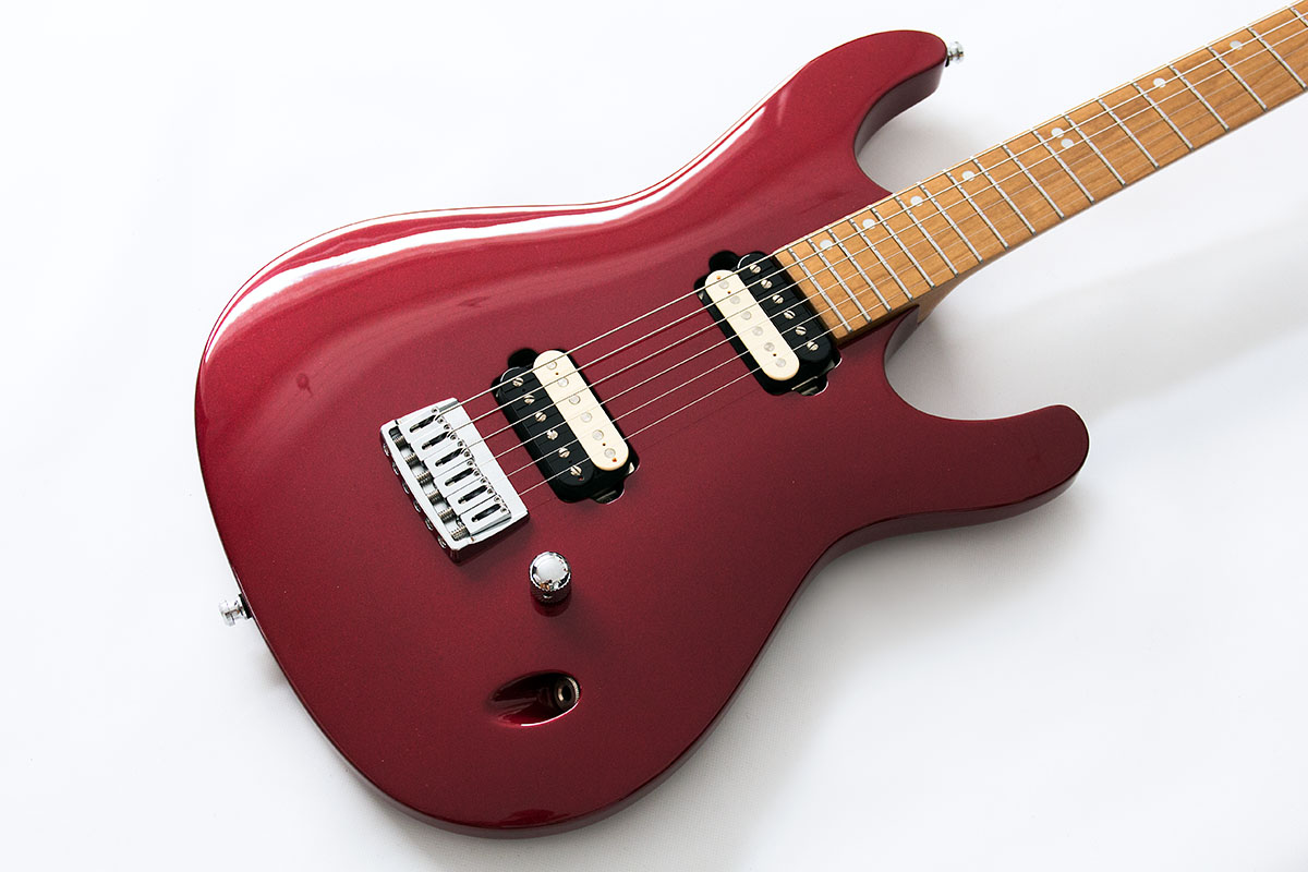FR Custom E-Gitarre, Red SParkle Hochglanz Finish mit 2 Humbuckern und roasted Maple Neck.